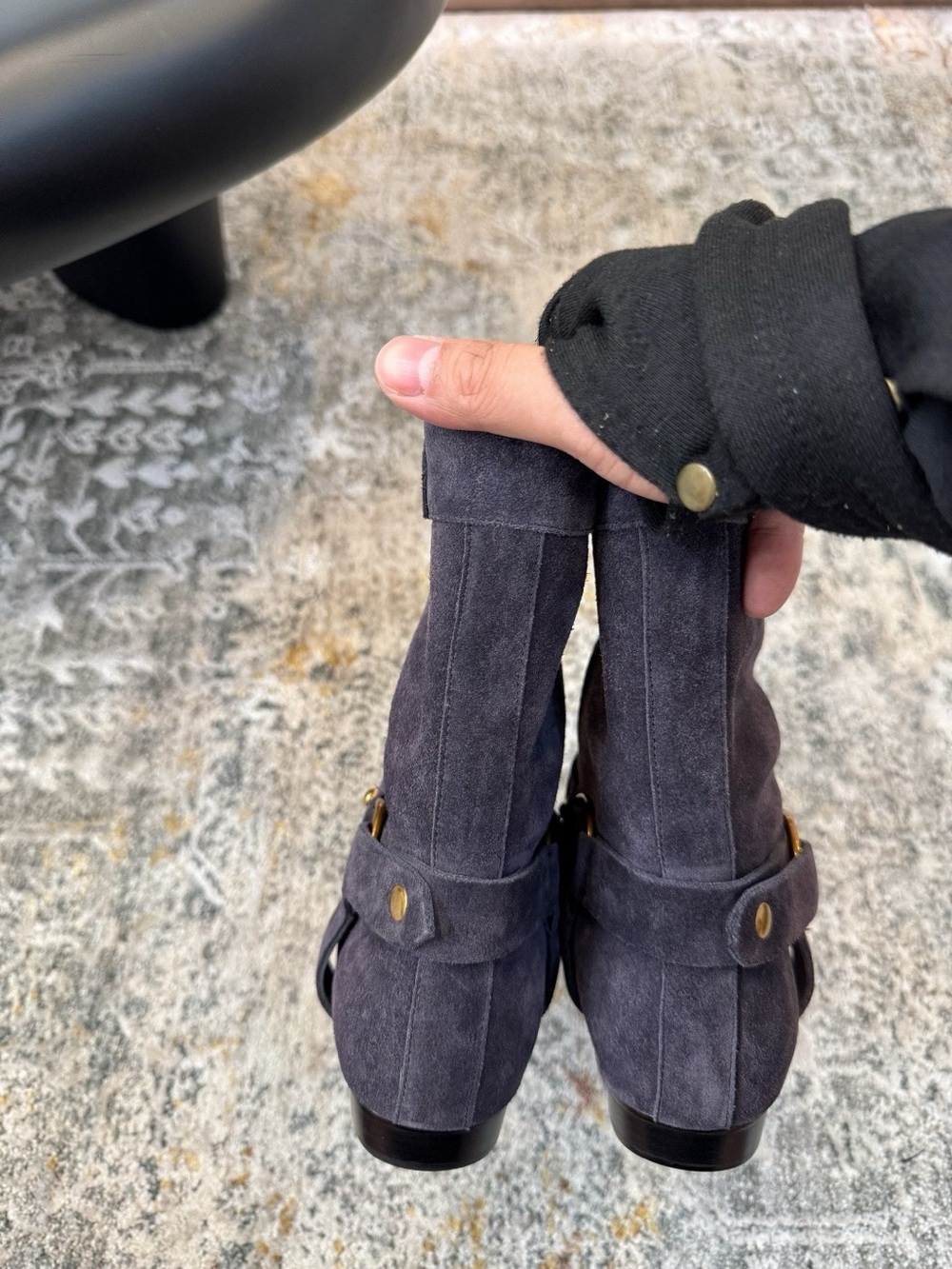 Isabel Marant Navy Suede Studded Harness Ankle Boots - Picture 8 of 8
